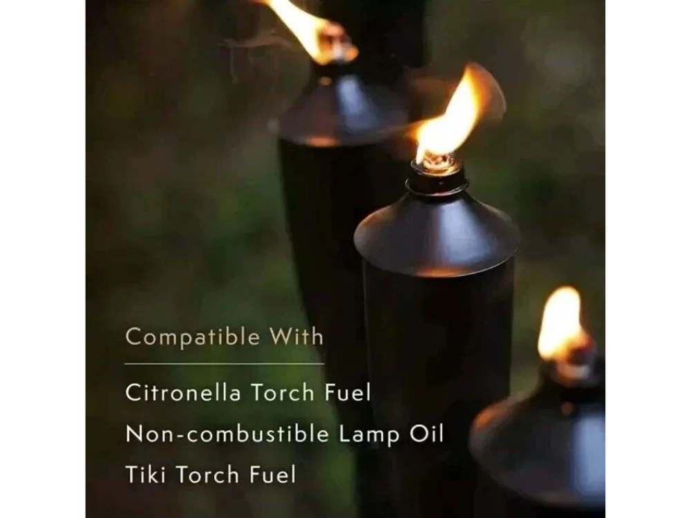 2-Pack Black 180cm Garden Torch Citronella Oil Lanterns with Snuffer