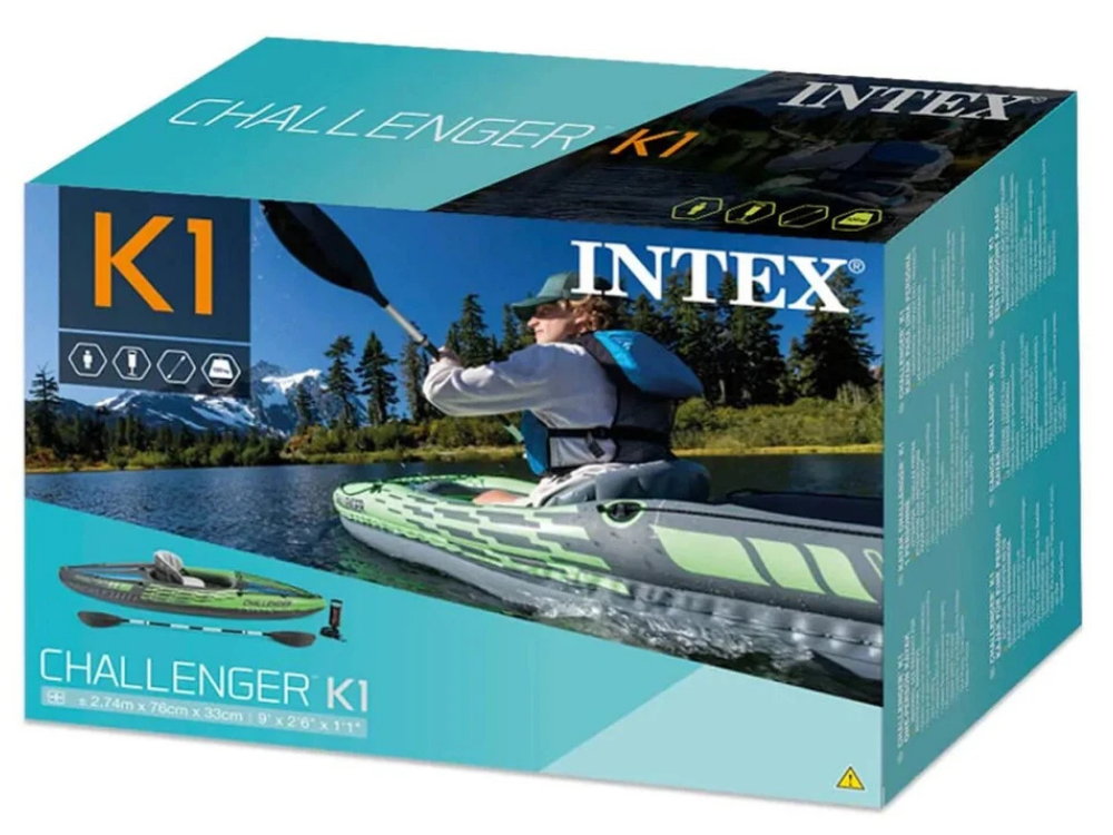 Intex Challenger K1 Inflatable Kayak 1-Person Paddle Raft Boat