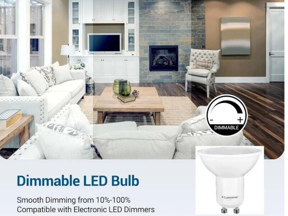 8x Luminus GU10 LED Downlight Bulbs – 6W Dimmable Daylight 5000K, 500LM