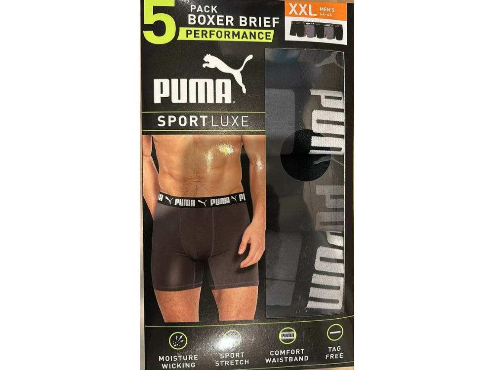 Puma Men’s Sport Luxe Boxer Briefs – Performance Athletic Underwear XXL, 5 Pack