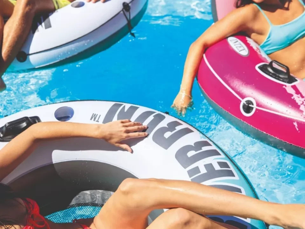 Intex River Run Inflatable Lounge Tube – Pool/Lake Float with Cup Holder
