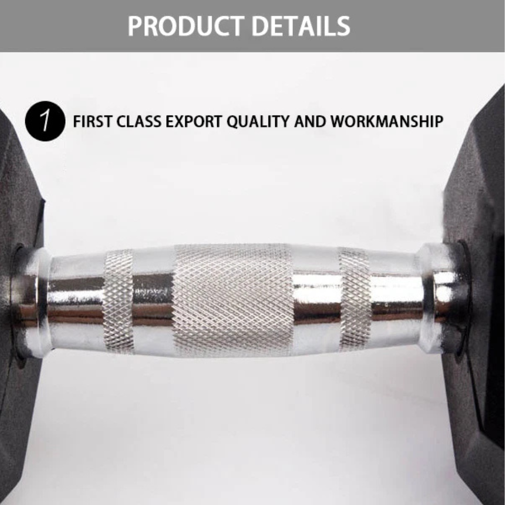 10KG Rubber Hex Dumbbell Fitness Home Gym Exercise Strength Weight Set Pair
