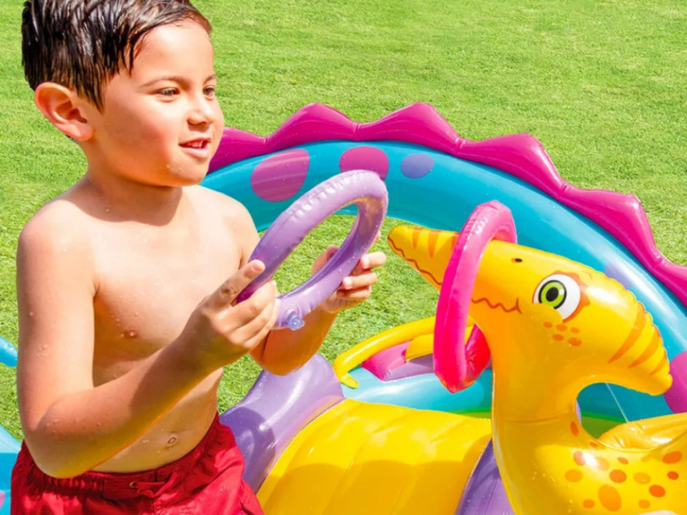 Intex Dinoland Inflatable Water Slide &amp; Sprayer – Kids Dinosaur Play Center