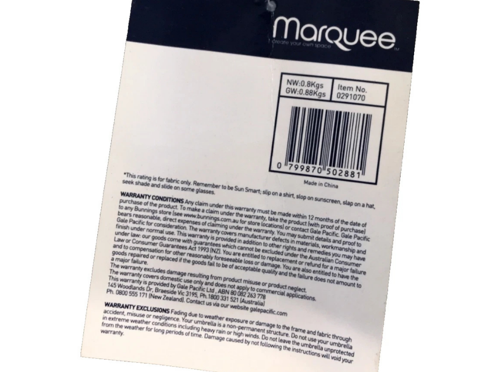 Marquee 1.8m Beach Umbrella – Aqua Stripe Sun Shade