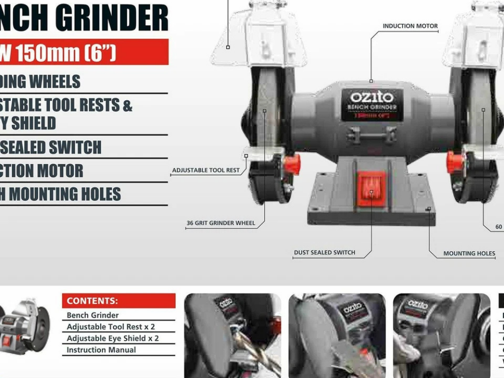 Ozito 150W 150mm Bench Grinder Power Tool