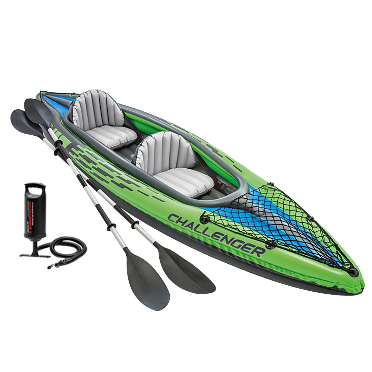 INTEX Challenger Inflatable Kayak Set: Includes Deluxe 218 cm Kayak Paddles and High-Output Pump – Adjustable Seat with Backrest – Removable Skeg