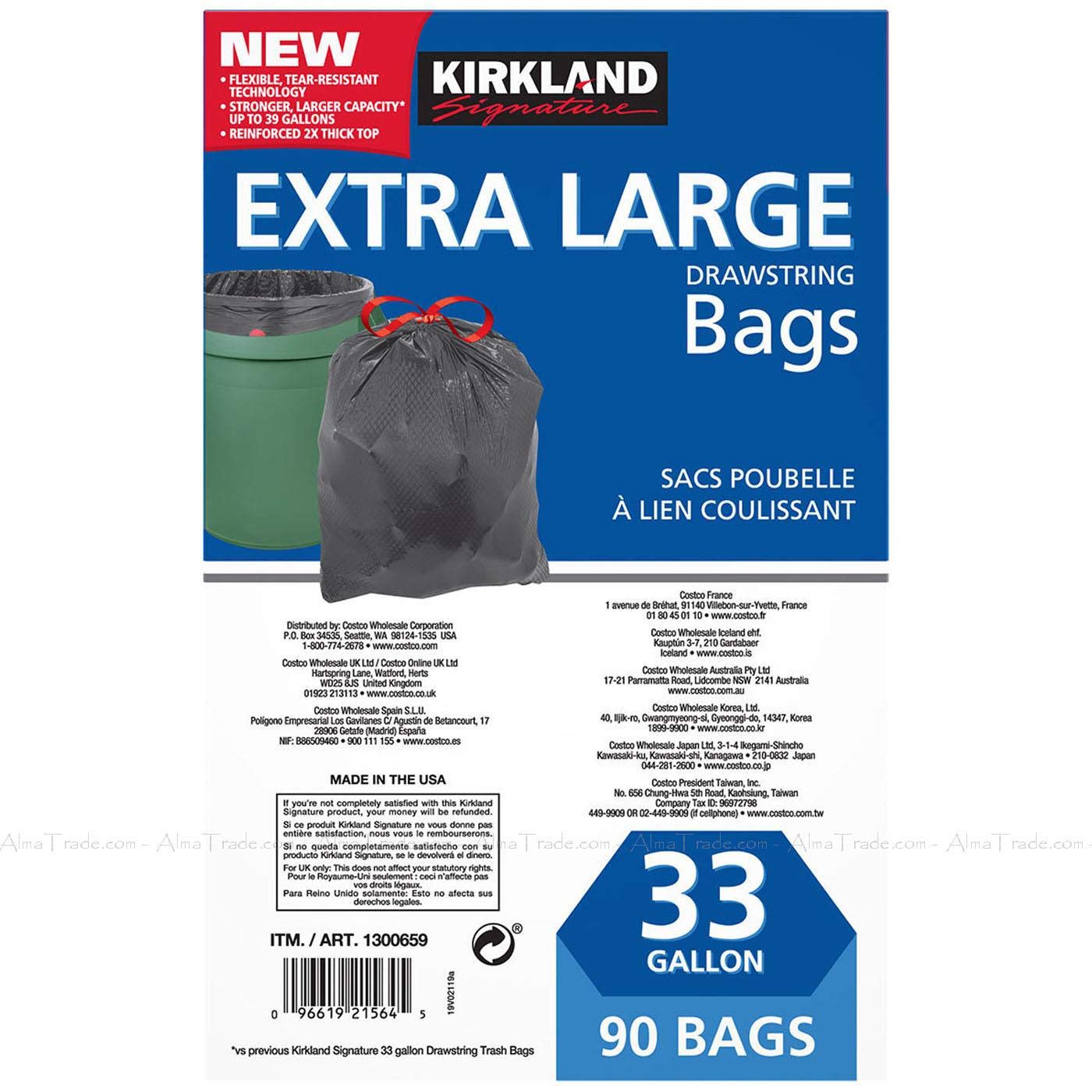 Kirkland Signature Flex-Tech 33-Gallon Trash Bag - 90 Count