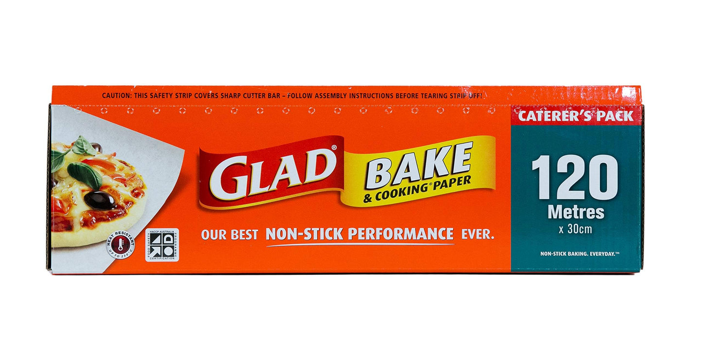Glad Bake and Cooking Paper, 120 Metre Non-Stick Baking Paper from Glad for Everyday Use, 120m x 30cm, 1 Count