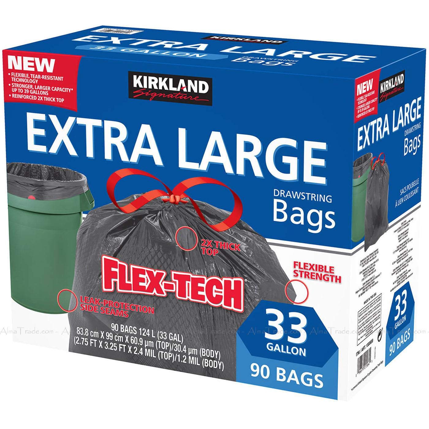 Kirkland Signature Flex-Tech 33-Gallon Trash Bag - 90 Count