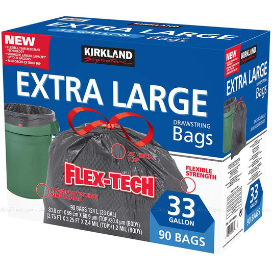 Kirkland Signature Flex-Tech 33-Gallon Trash Bag - 90 Count