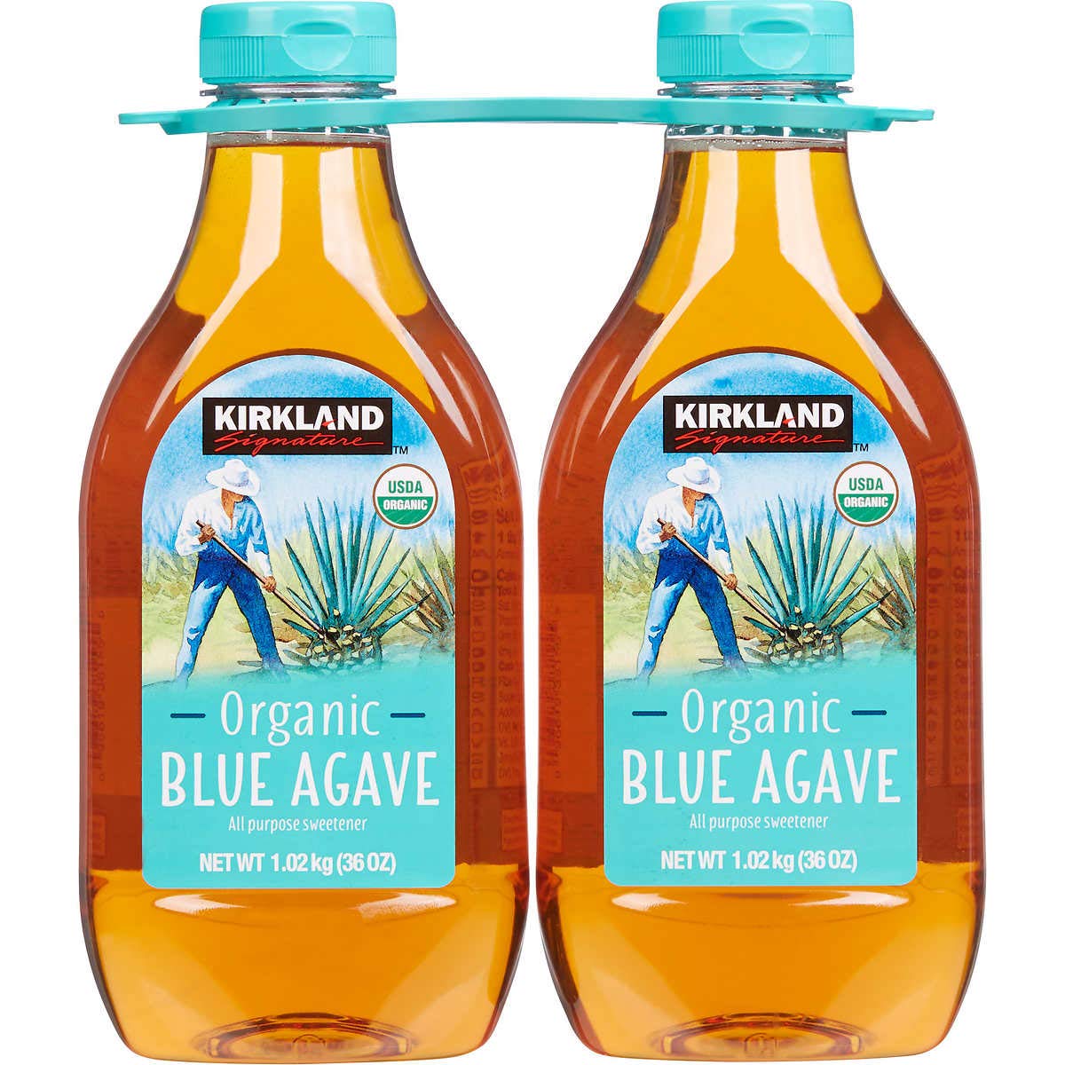 Kirkland Signature Organic Blue Agave All Purpose Sweetener, 36oz Bottle (Pack of 2, Total of 72 Oz)