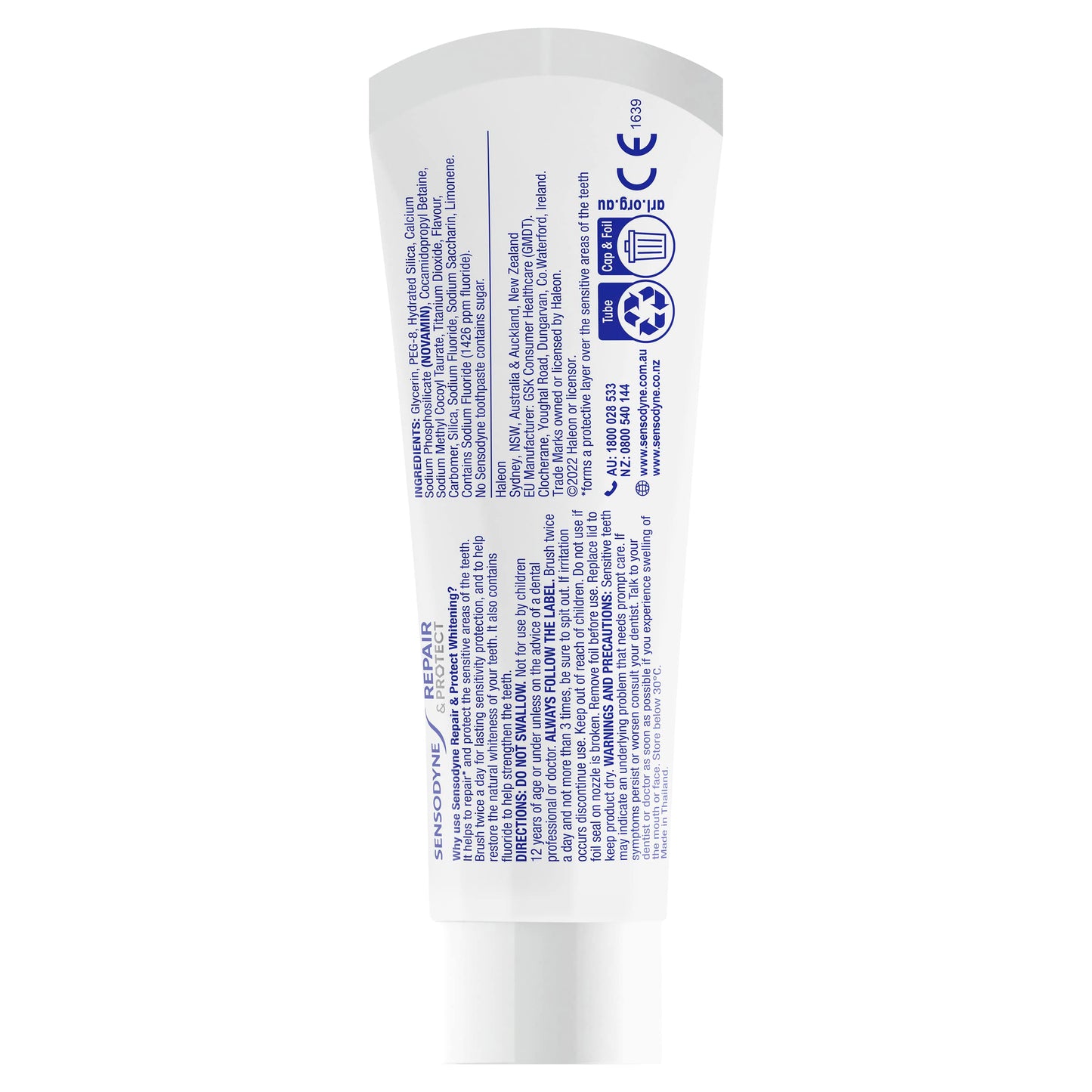 Sensodyne Repair & Protect Fluoride Toothpaste for Sensitive Teeth, Whitening, 3 x 100g (3 Pack)