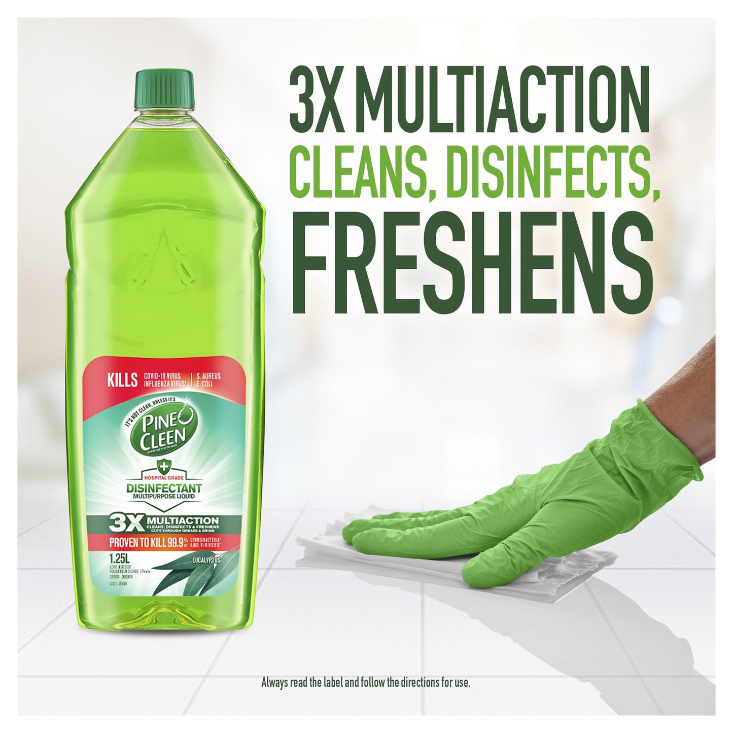 Pine O Cleen Antibacterial Disinfectant Liquid, 1.25L, Eucalyptus x 8 Units