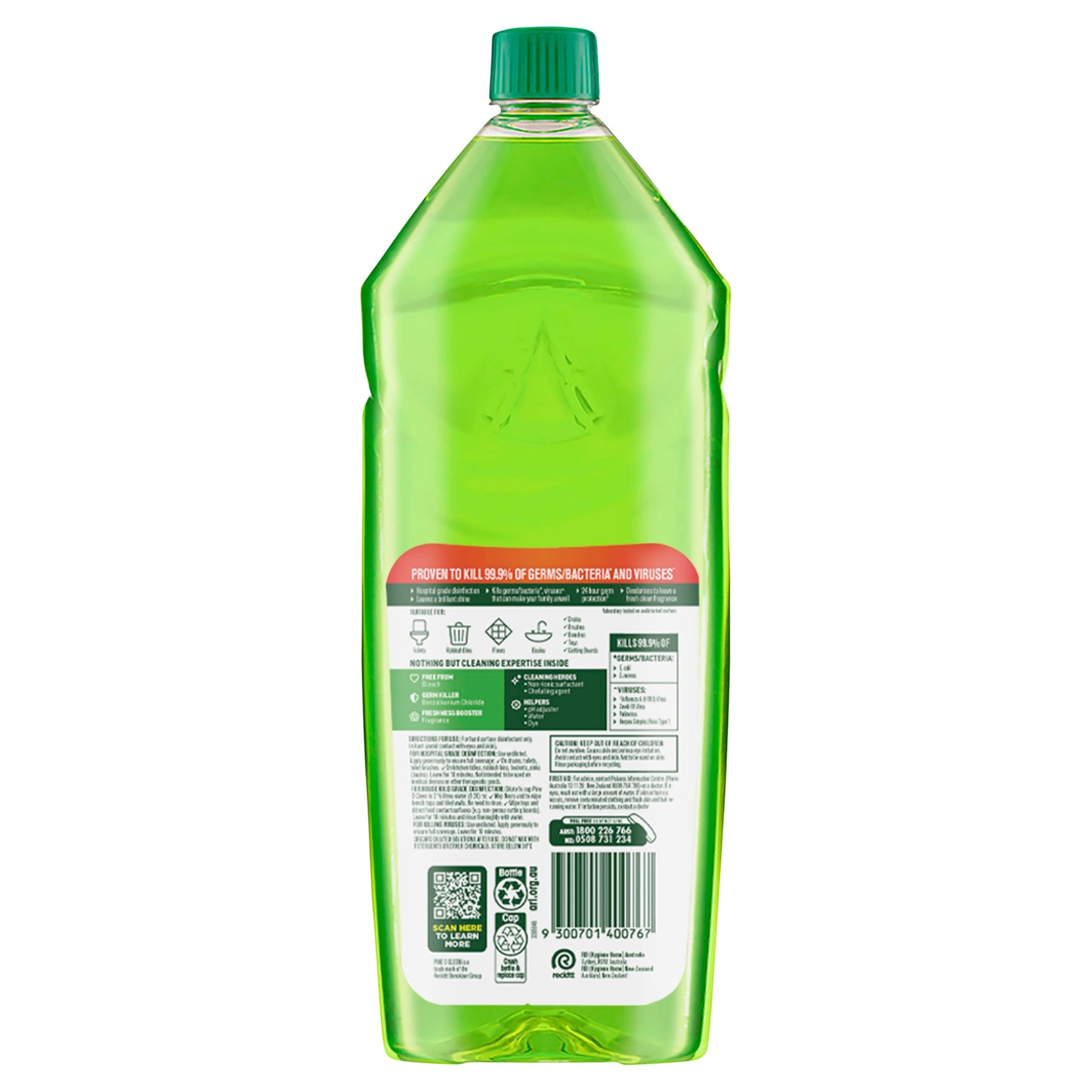 Pine O Cleen Antibacterial Disinfectant Liquid, 1.25L, Eucalyptus x 8 Units