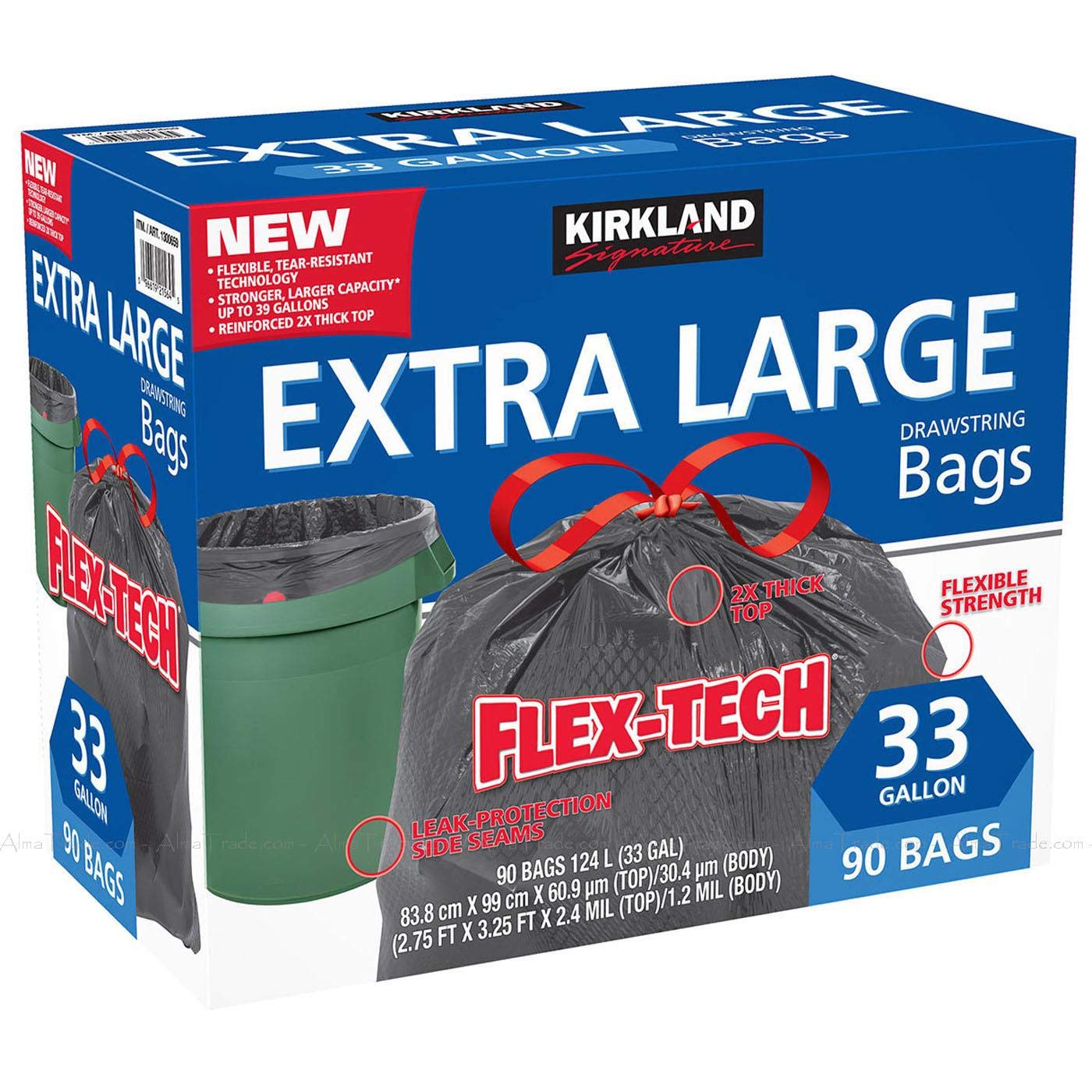 Kirkland Signature Flex-Tech 33-Gallon Trash Bag - 90 Count
