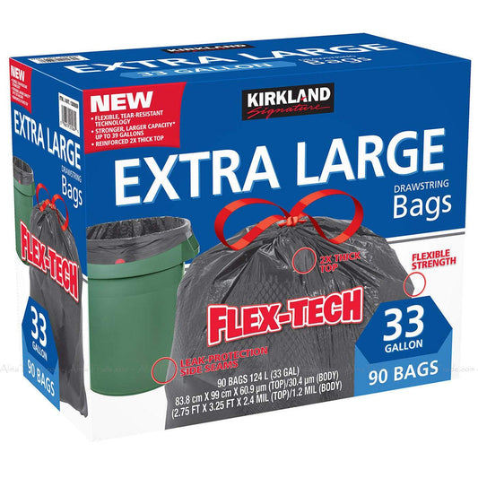 Kirkland Signature Flex-Tech 33-Gallon Trash Bag - 90 Count