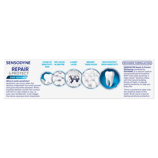 Sensodyne Repair & Protect Fluoride Toothpaste for Sensitive Teeth, Whitening, 3 x 100g (3 Pack)
