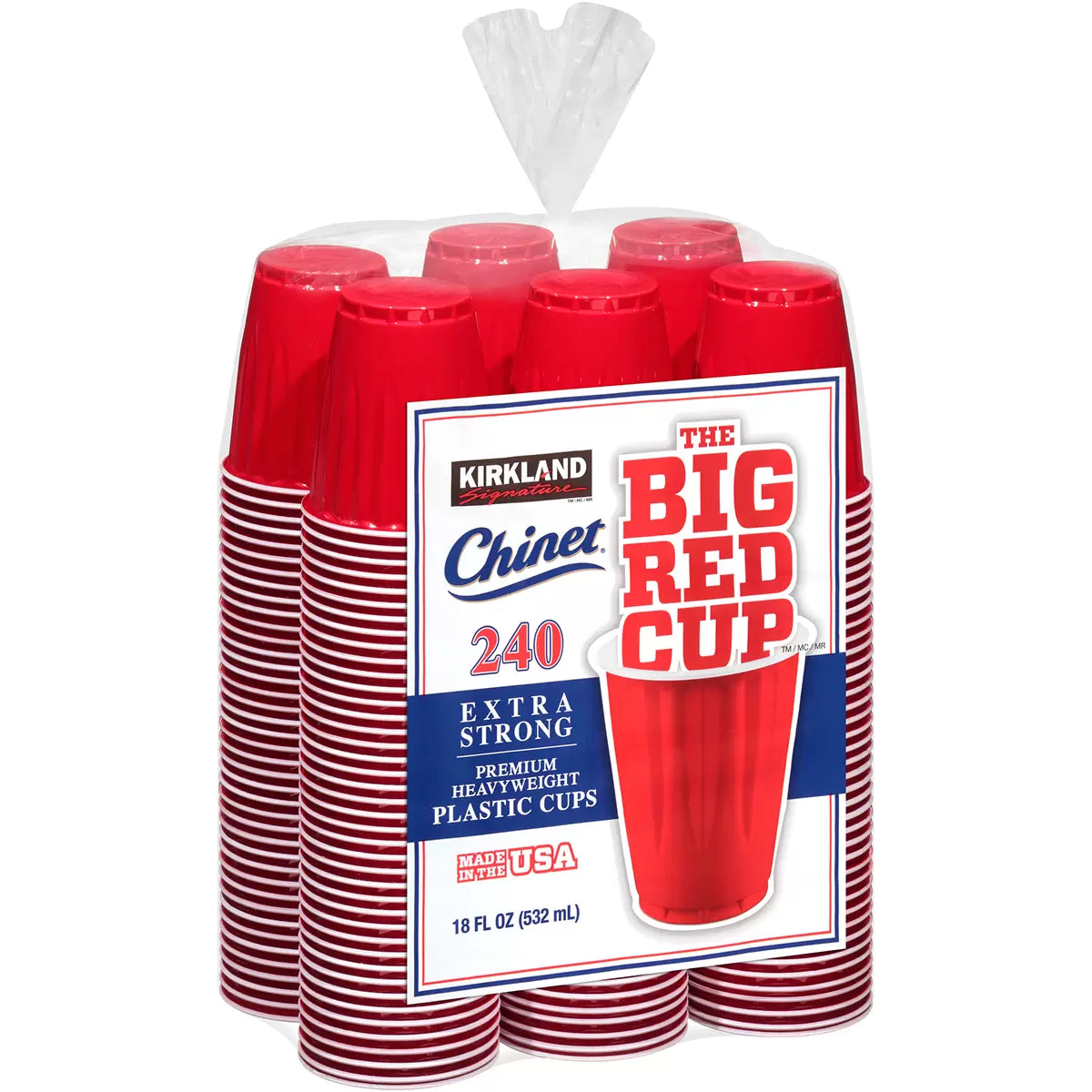 Kirkland Signature Chinet Big Red Cups 240 x 532ml Extra Strong Party Cups