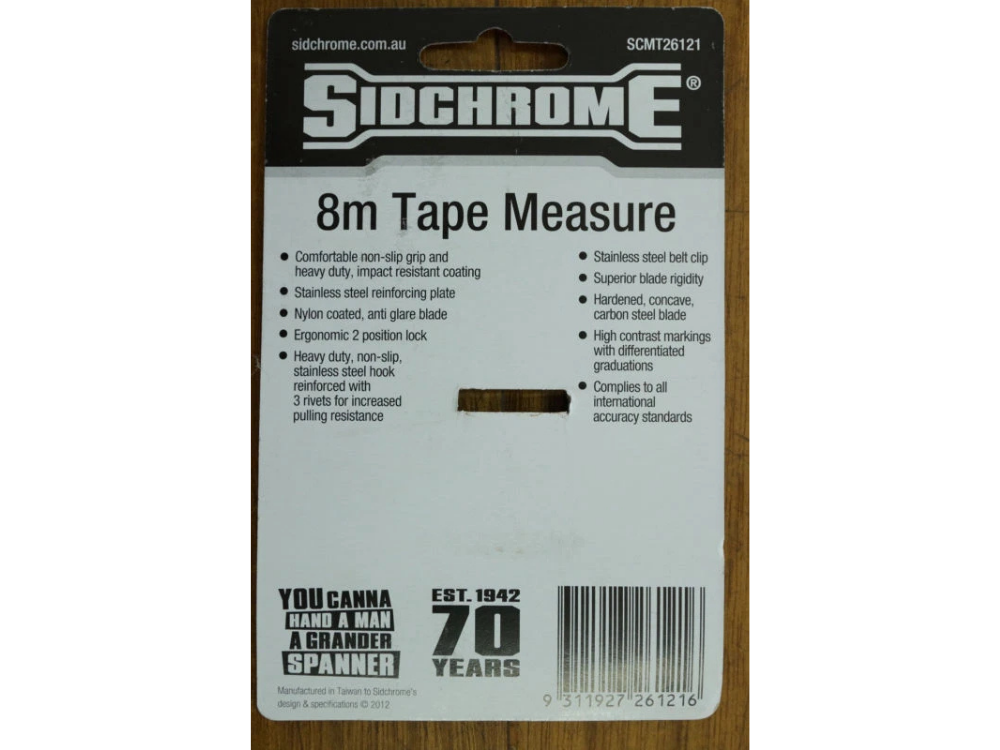 Sidchrome 8M Retractable Measuring Tape – Metric, Flexible