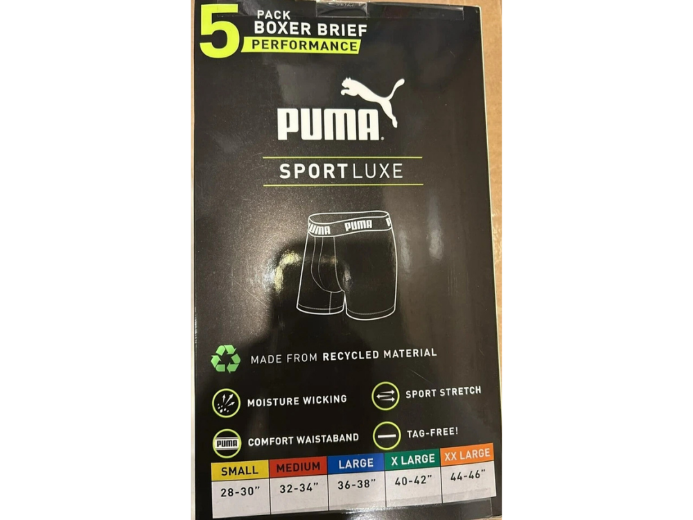 Puma Men’s Sport Luxe Boxer Briefs – Performance Athletic Underwear XXL, 5 Pack