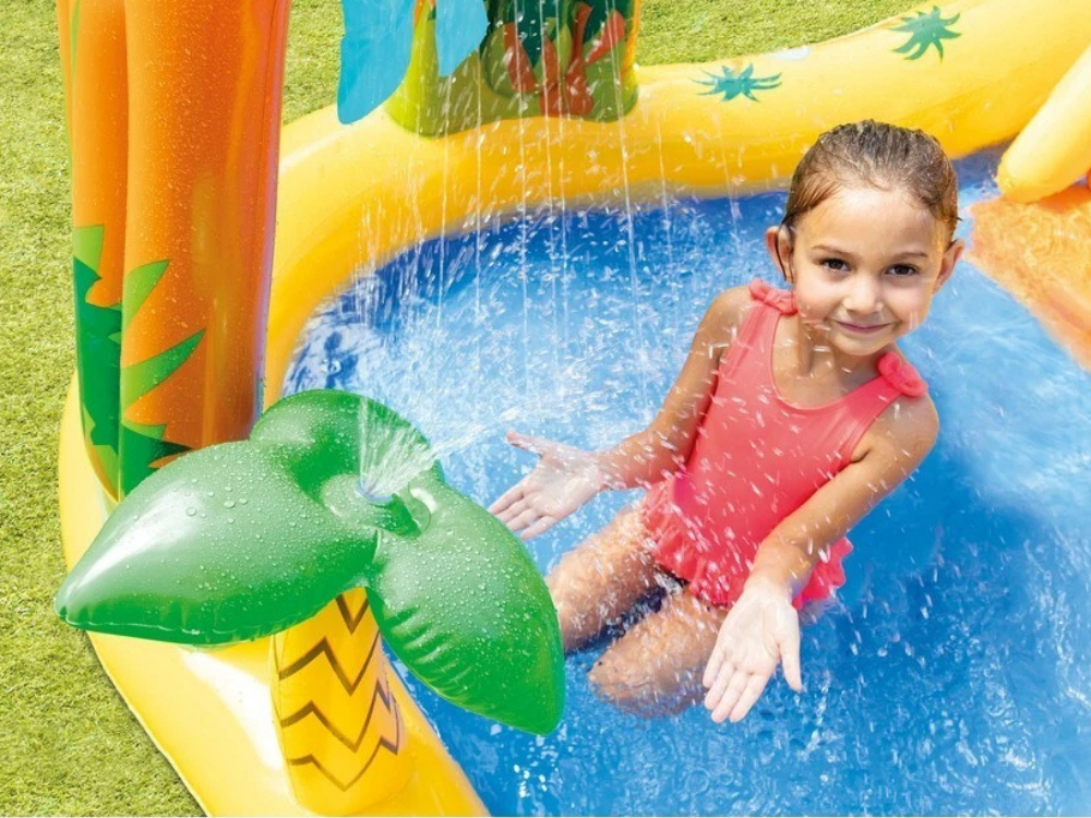 Intex Inflatable Dinosaur Play Pool – Outdoor Water Park with Slide