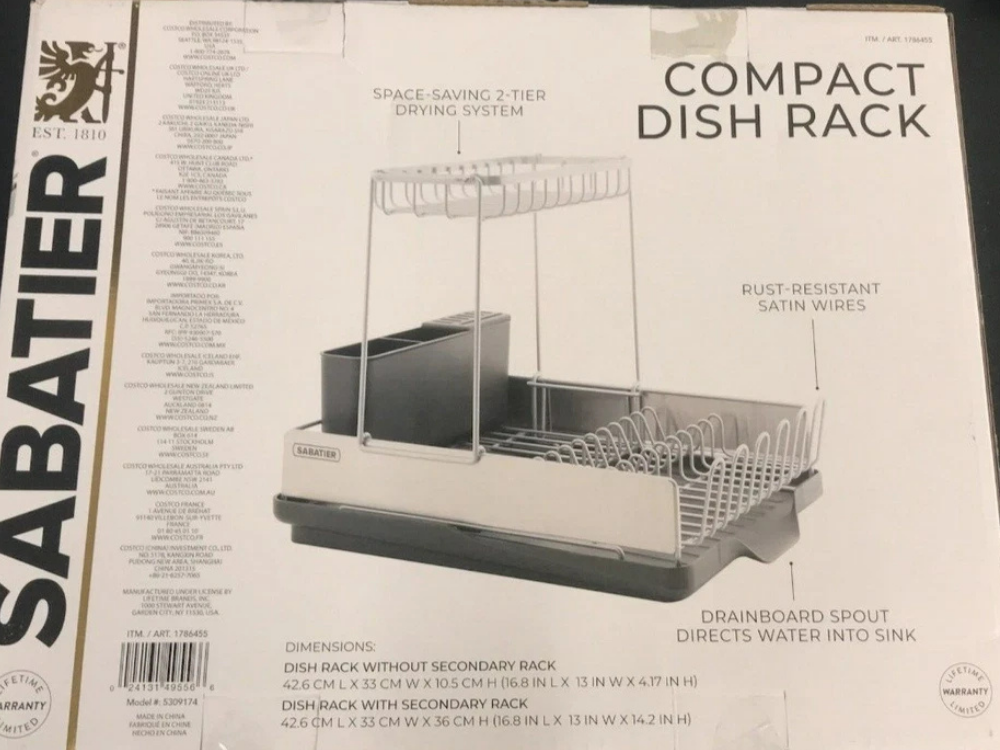Sabatier Compact Dish Rack – Plate & Cup Holder with Draining Tray Organizer