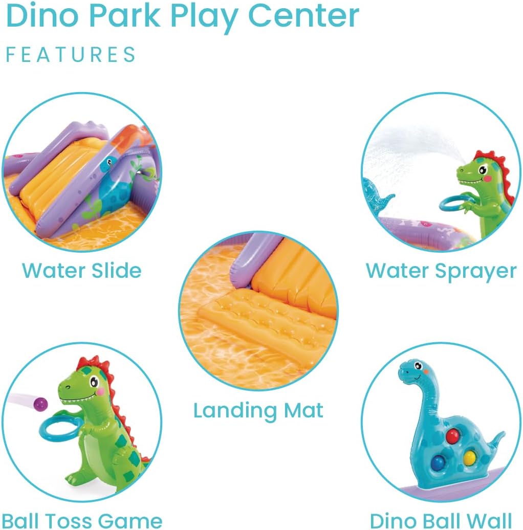 Intex Dino Park Inflatable Water Slide Park & Kiddie Swimming Pool