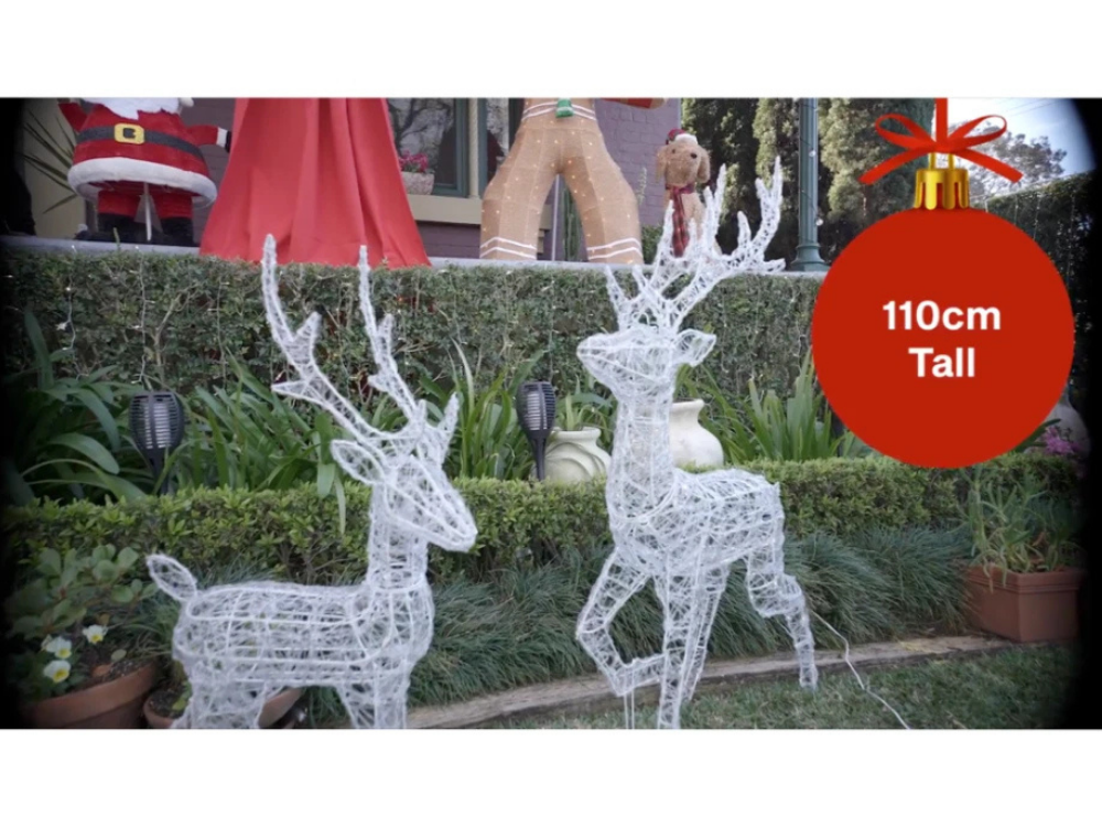 Lytworx 110cm x 70cm Kicking Reindeer Statue – 160 LED Cool & Warm White Solar Display