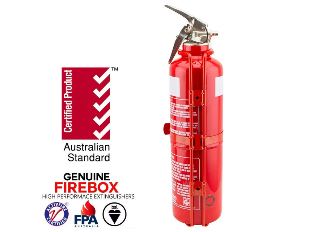 2x FireBox 1kg ABE Dry Powder Fire Extinguishers with Bracket – Professional