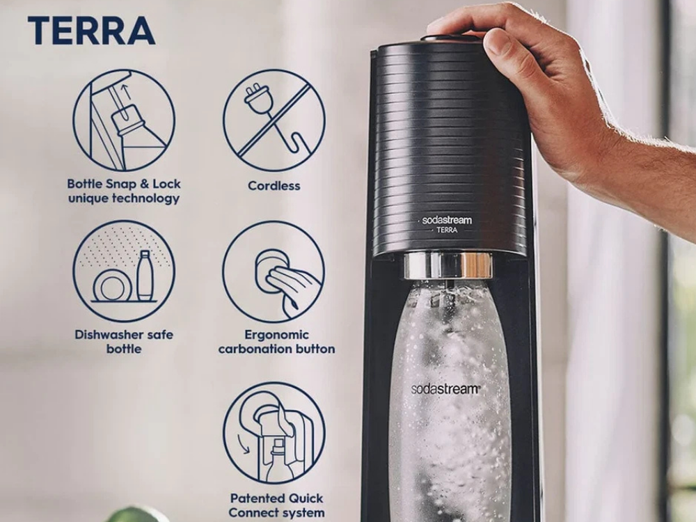 SodaStream Terra Megapack – Soda Maker + 2 x 1L Bottles