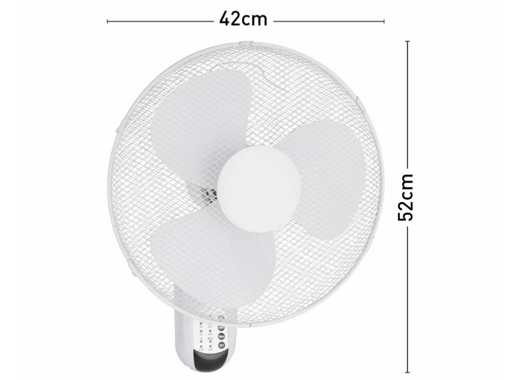 Click 40cm Wall Fan – 3-Speed, Remote & Timer – White