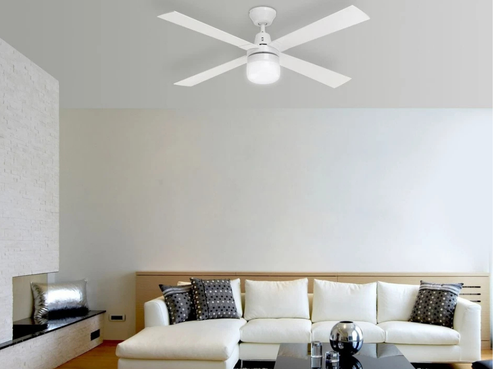 Arlec 120cm White Ceiling Fan with LED Light – 4 Blade, 240V