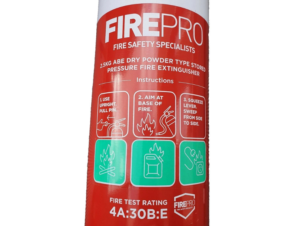 FirePro 2.5kg Dry Powder Fire Extinguisher – Car, Boat, Home, Caravan + Bracket