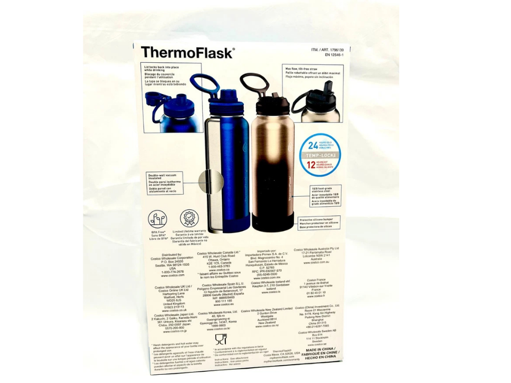 2x ThermoFlask 1.2L Stainless Steel Vacuum Bottles – Double Wall