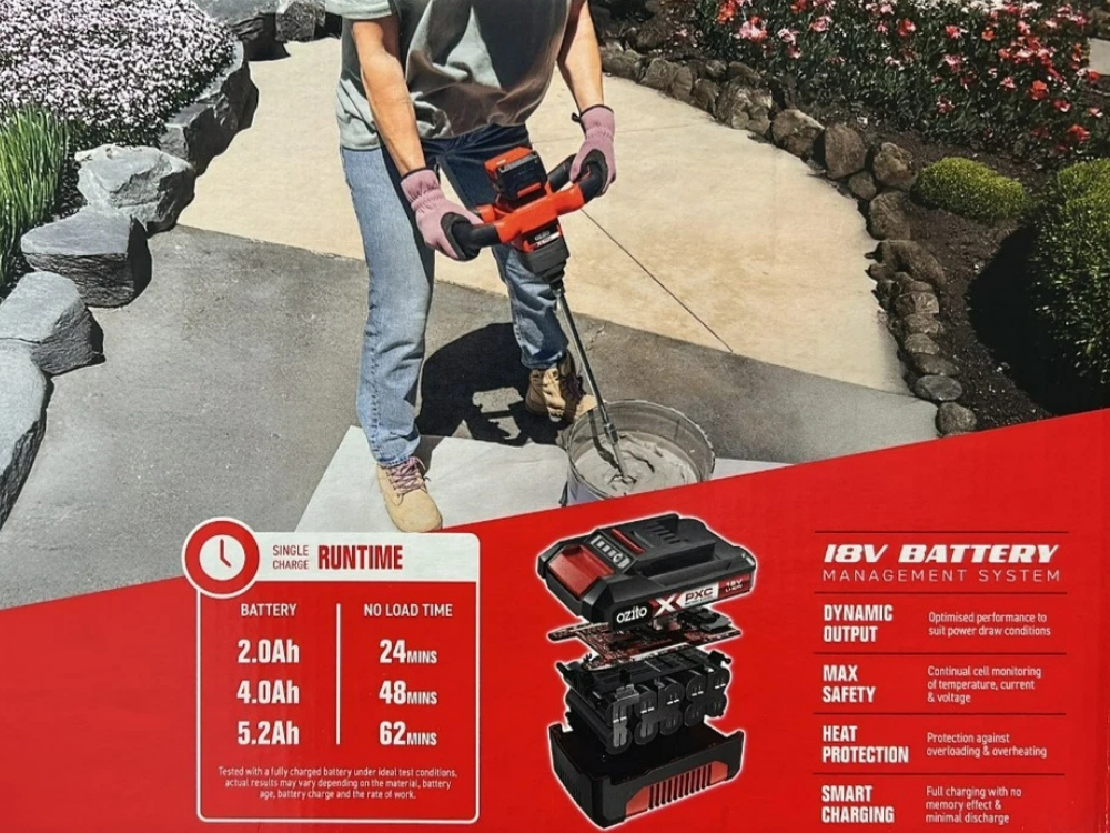 Ozito 18V PXC Mixing Drill Set – Cordless with 4.0Ah Battery & Charger