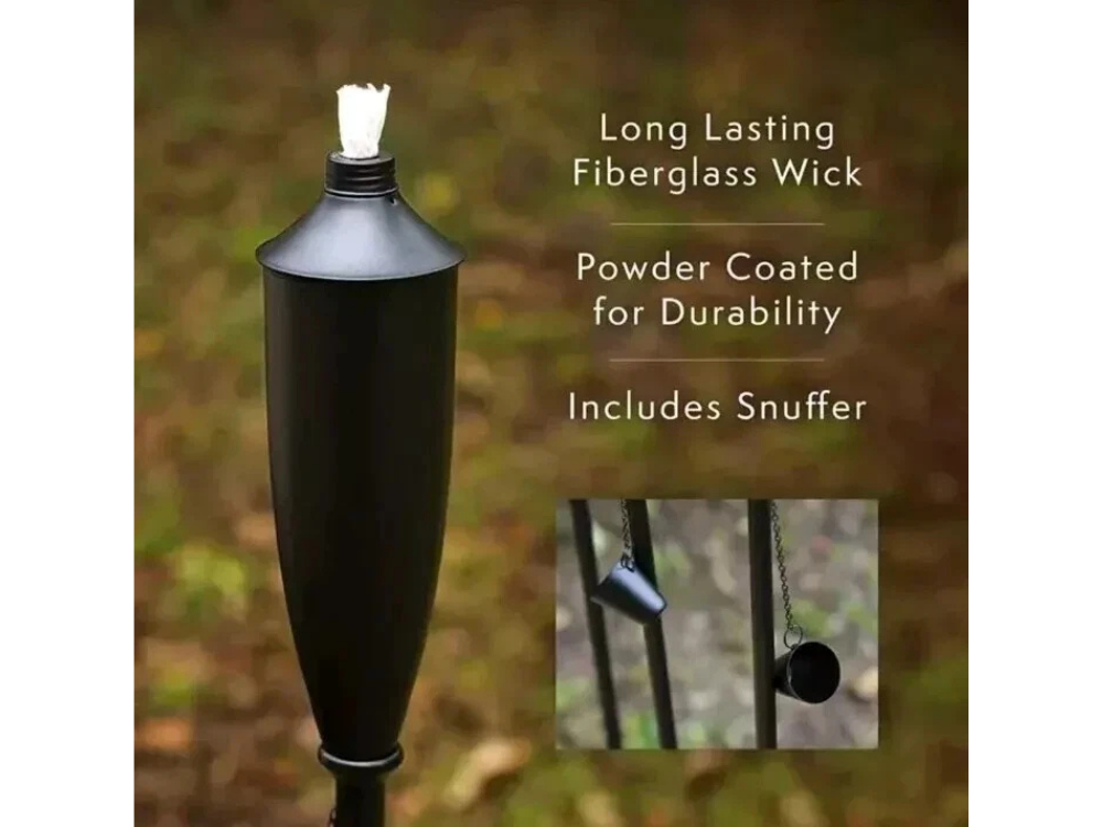 2-Pack Black 180cm Garden Torch Citronella Oil Lanterns with Snuffer