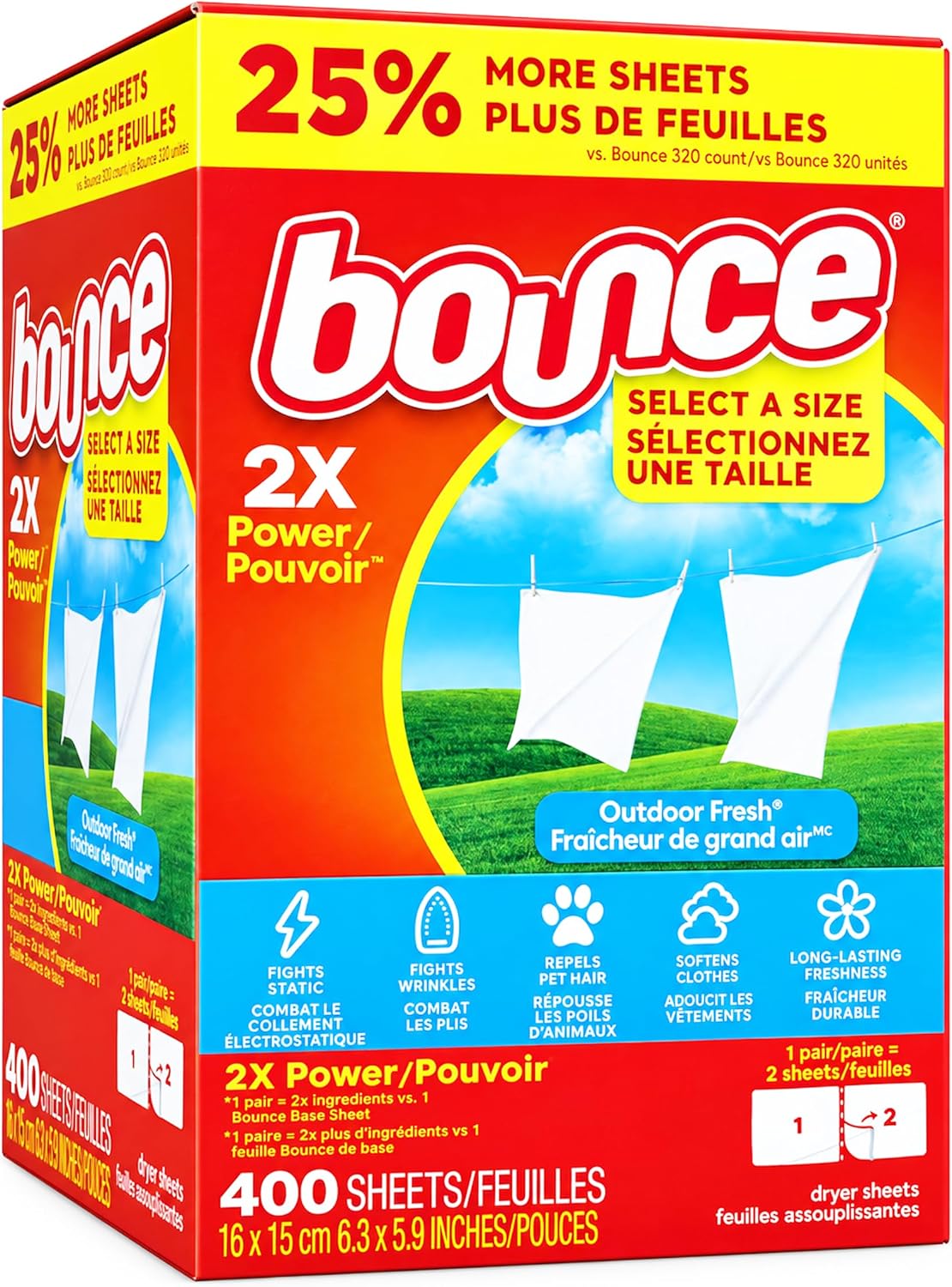 Bounce 2X Power Dryer 400 Sheets