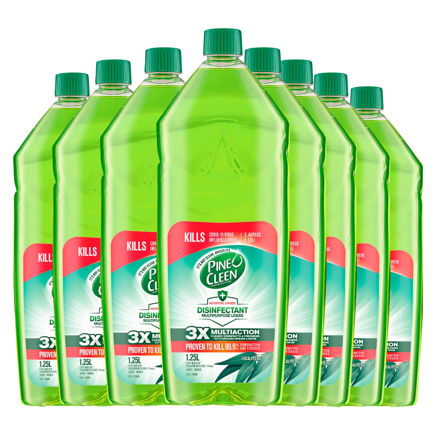 Pine O Cleen Antibacterial Disinfectant Liquid, 1.25L, Eucalyptus x 8 Units