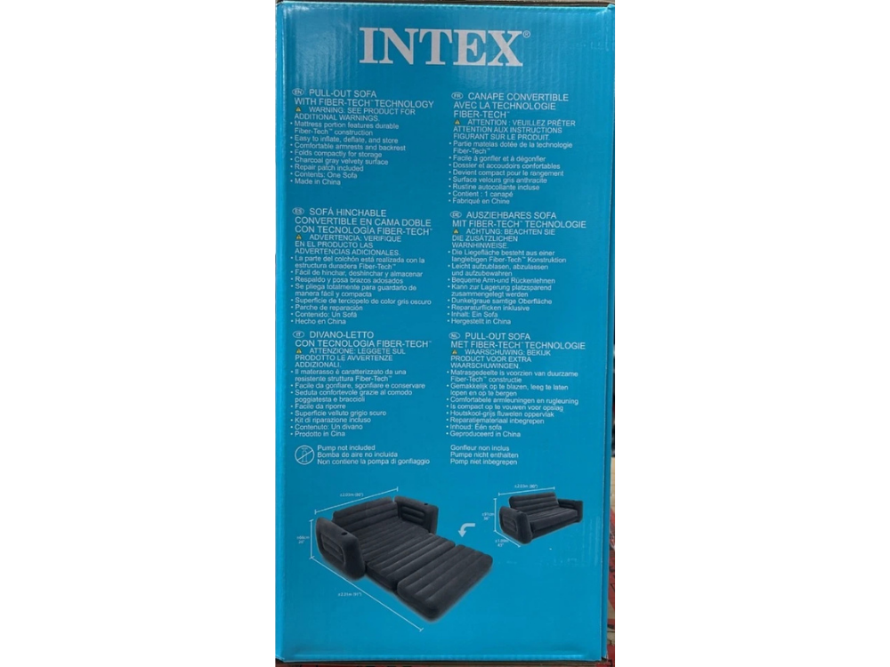 Intex Inflatable Pull-Out Sofa Bed – Air Couch Lounge for Camping with Drink Holder