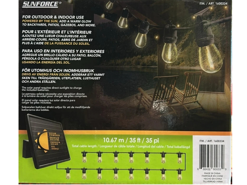 Sunforce 15 LED Outdoor Solar Lights – 10.67m w/ Remote Control