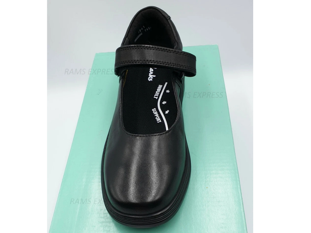 New CLARKS Black Leather School Shoes – Boys & Girls Mary Jane Uniform