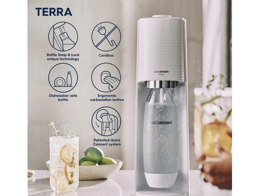 SodaStream Terra Sparkling Water Maker + 2x 1L Bottles
