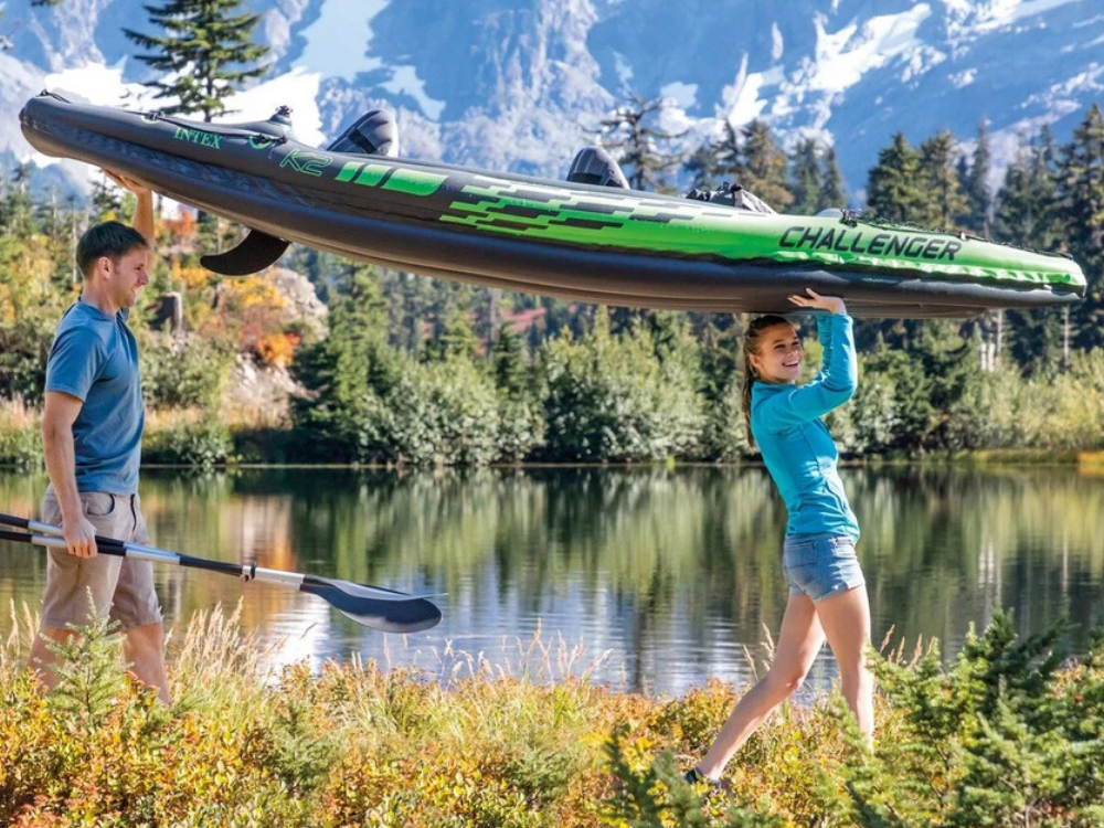 Intex Challenger K2 Inflatable 2-Seat Kayak – Sports Boat with Oars for River & Lake