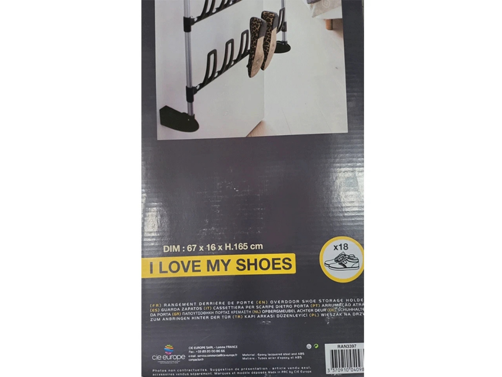 Angela Over-the-Door Shoe Rack – 18 Pair Hanging Storage Organizer