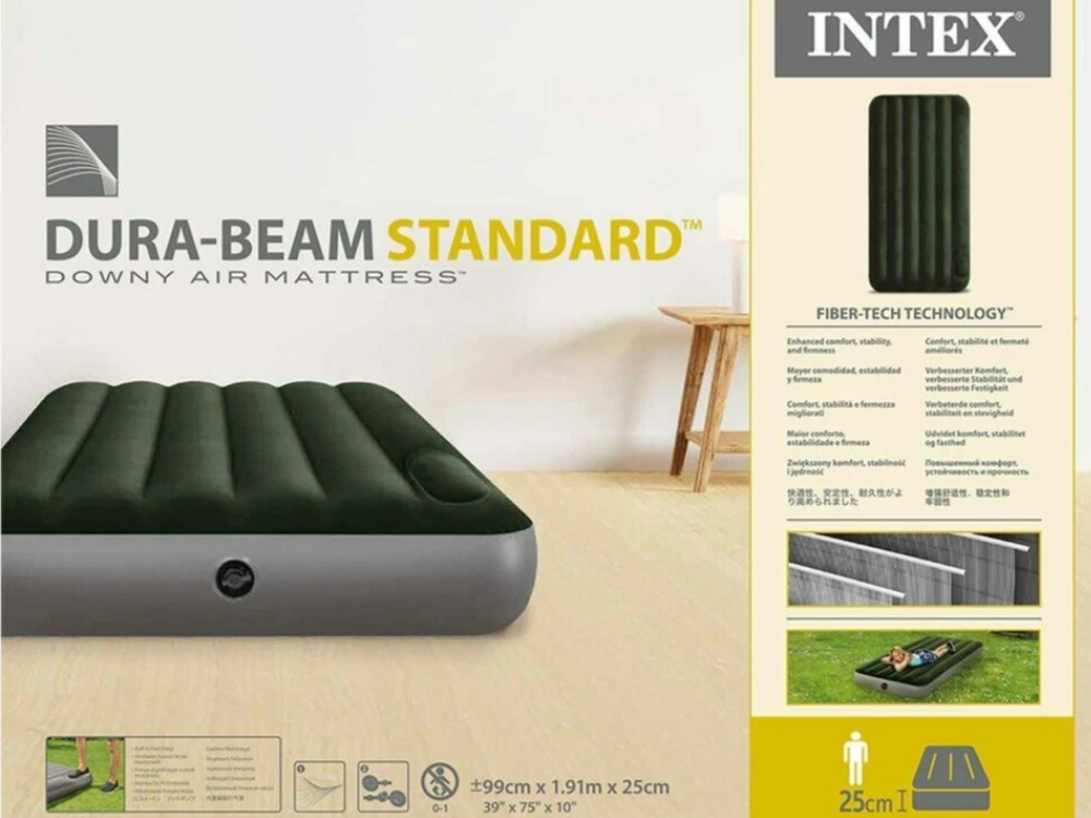 Intex JR Single Airbed Dura-Beam Downy – 76cm Inflatable Mattress for Travel & Camping