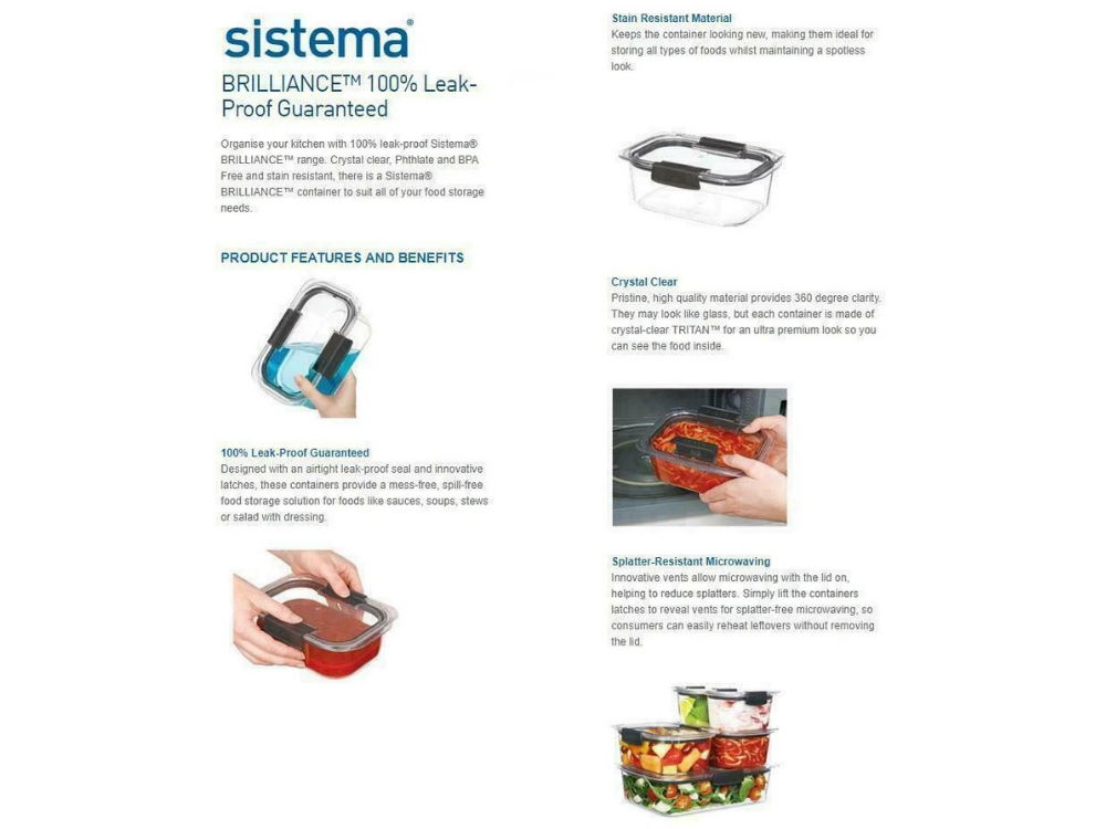 Sistema Brilliance 14-Piece Leakproof Food Storage Container Set – Lunchbox Gift Box