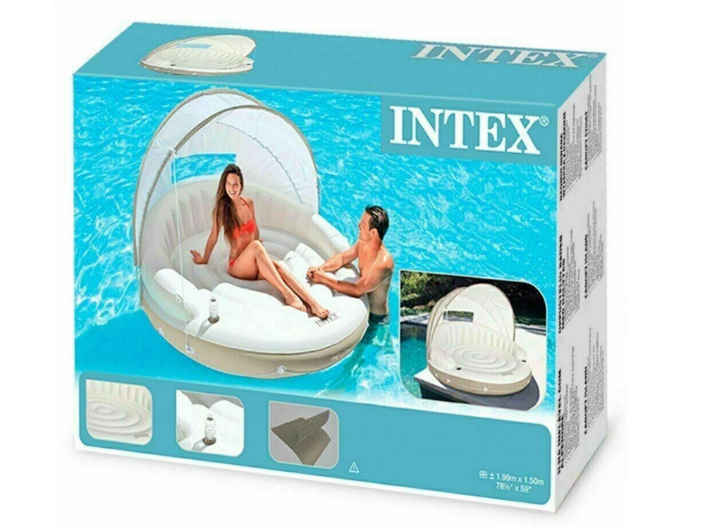 Intex Inflatable Canopy Island Lounge – Pool Float with Sun Shade 199x150cm