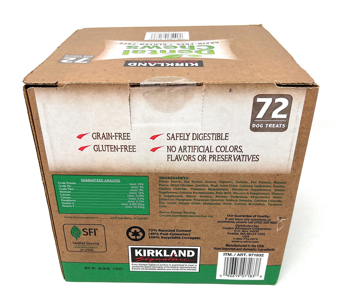 Kirkland Signature Dental Chews 72 Dog Treats, Green