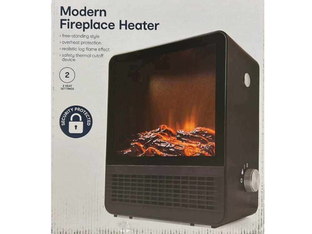 Portable Electric Fireplace Heater – 1500W, Real Flame Effect, 2 Heat Settings