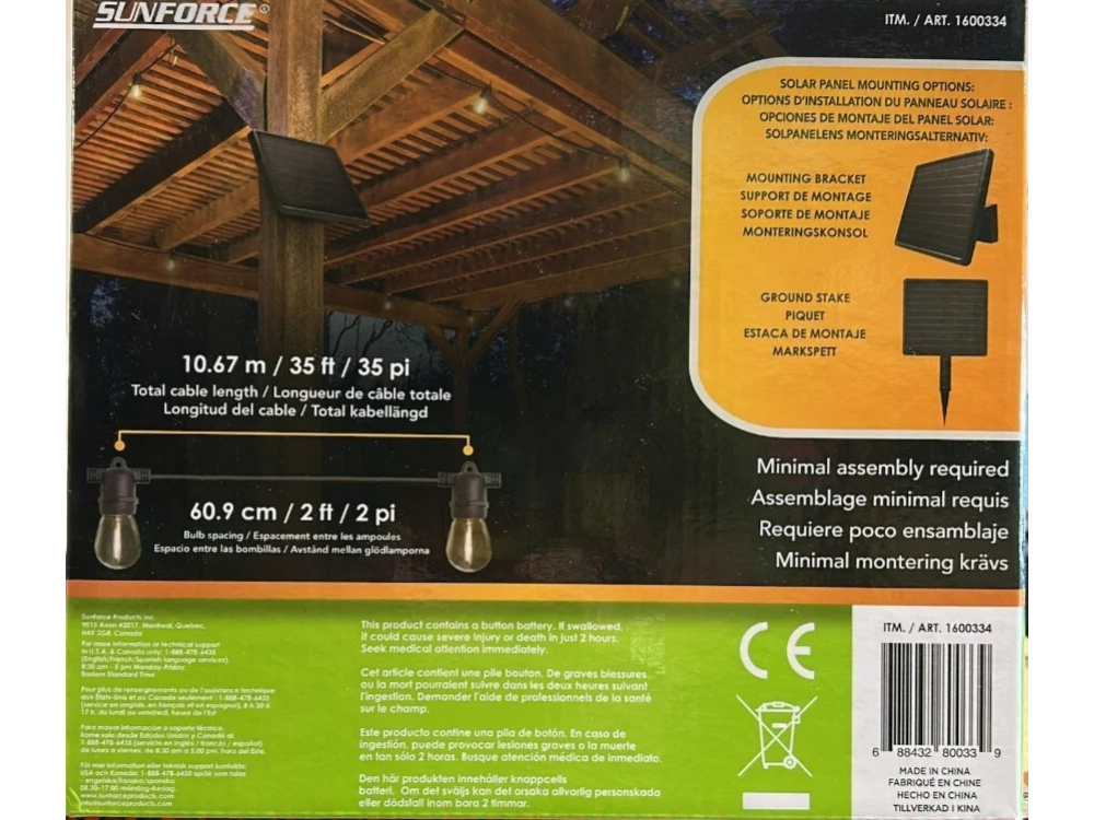 Sunforce 15 LED Outdoor Solar Lights – 10.67m w/ Remote Control